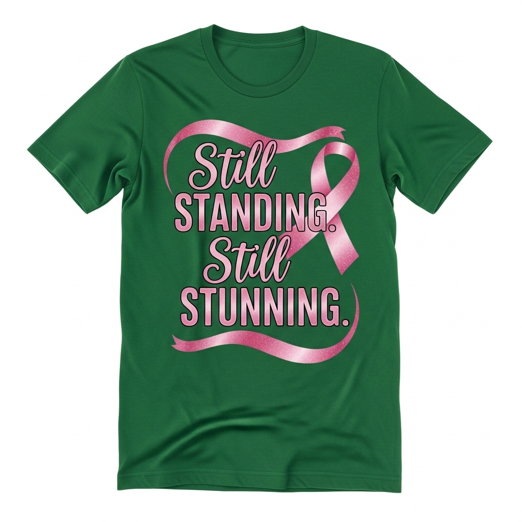 a_bold_typographic_t-shirt_design_reading_still_standing_still_stunning_with_a_flowing_pink_breast_c_e84ae43d-cf36-4266-b0e3-b5f254f1a7fd